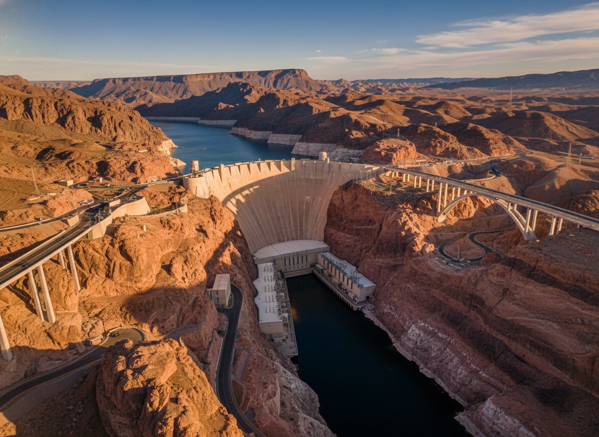 The Hoover Dam between Nevada and Arizona.