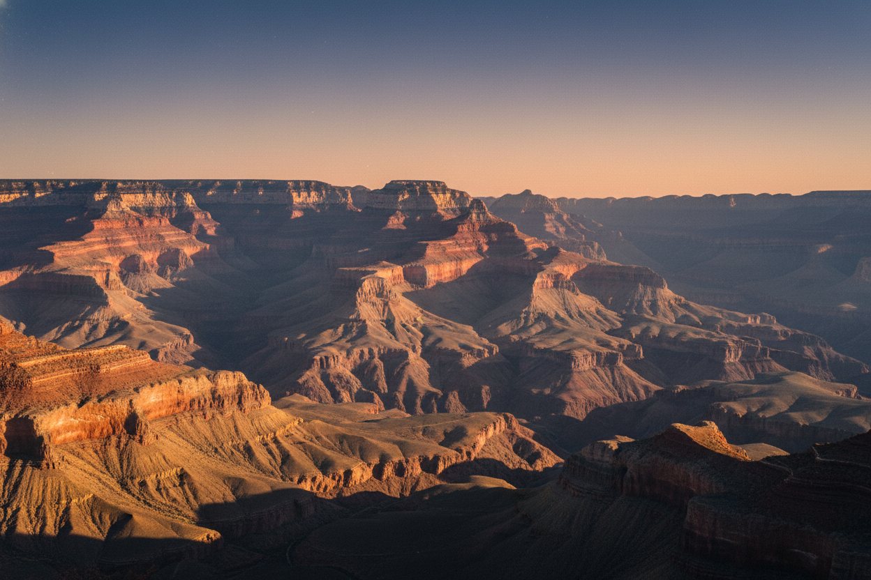 The deep, classic vista of the Grand Canyon South Rim.