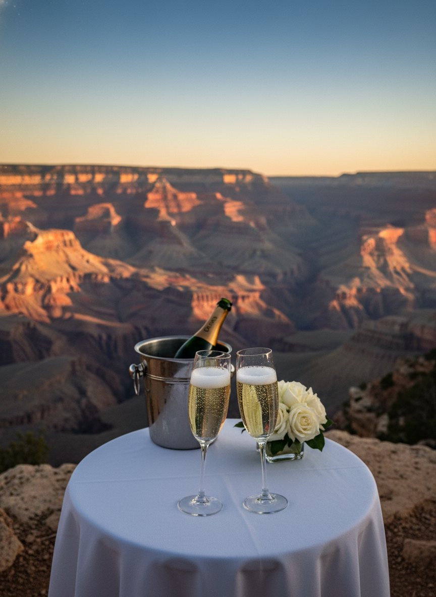 A Champagne toast on a private VIP Grand Canyon tour.